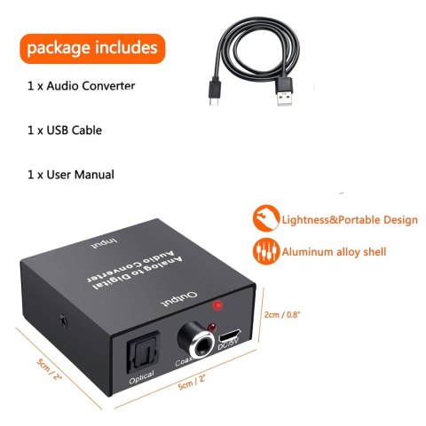 KONWERTER AUDIO ADAPTER SETERO DAC AUX R/L 2 RCA Cinch do SPDIF KONWERTER AUDIO ADAPTER SETERO DAC AUX R/L 2 RCA Cinch do SPDIF