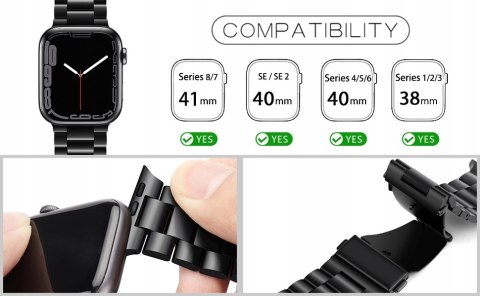 PASEK DO ZEGARKA APPLE WATCH 38/40/41 SE/9/8/7/6/5/4/3/2/1 CZARNY+ETUI 38mm PASEK DO ZEGARKA APPLE WATCH 38/40/41 SE/9/8/7/6/5/4/3/2/1 CZARNY+ETUI 38mm