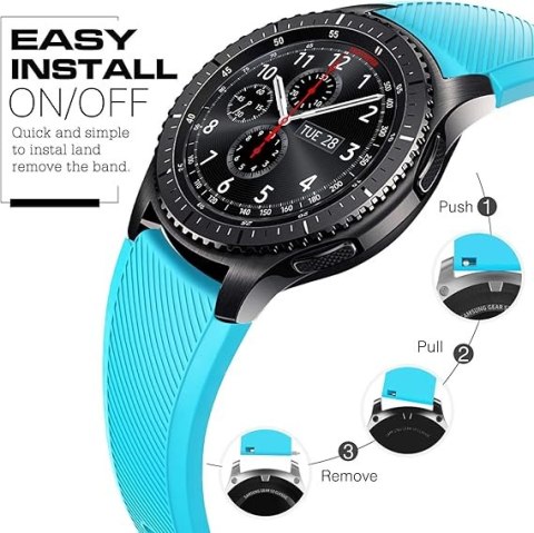PASEK DO ZEGARKA Samsung Galaxy Gear S3/3 45 mm/46 mm Huawei LG NIEBIESKI