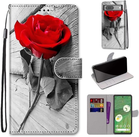 ZAMYKANE ETUI DO GOOGLE PIXEL 7 SZARY CASE Z KLAPKĄ EKOSKÓRA CZERWONA RÓŻA ZAMYKANE ETUI DO GOOGLE PIXEL 7 SZARY CASE Z KLAPKĄ EKOSKÓRA CZERWONA RÓŻA