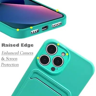 ETUI APPLE IPHONE 13 PRO 6.1" TURKUSOWE SILIKONOWE +MIEJSCE NA KARTY PORTFEL ETUI APPLE IPHONE 13 PRO 6.1" TURKUSOWE SILIKONOWE +MIEJSCE NA KARTY PORTFEL