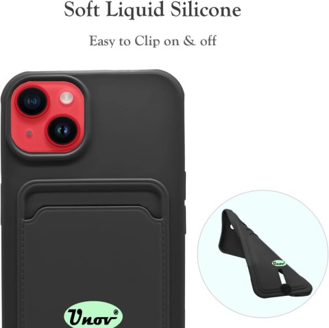 ETUI SILIKONOWE DO APPLE IPHONE 14 PLUS CZARNE +MIEJSCE NA KARTY PORTFEL