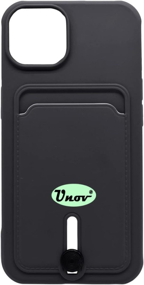 ETUI SILIKONOWE DO APPLE IPHONE 14 PLUS CZARNE +MIEJSCE NA KARTY PORTFEL