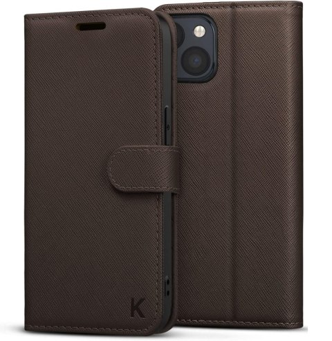 ETUI Z KLAPKĄ APPLE IPHONE 13 MINI 5.40" BRĄZOWE Z EKOSKÓRY ELEGANCKIE ETUI Z KLAPKĄ APPLE IPHONE 13 MINI 5.40" BRĄZOWE Z EKOSKÓRY ELEGANCKIE