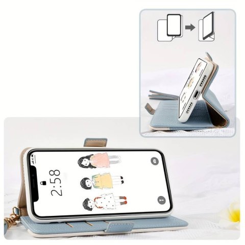 ETUI Z KLAPKĄ APPLE IPHONE 13 PRO 6.1" NIEBIESKIE Z EKOSKÓRY + BRELOK ETUI Z KLAPKĄ APPLE IPHONE 13 PRO 6.1" NIEBIESKIE Z EKOSKÓRY + BRELOK
