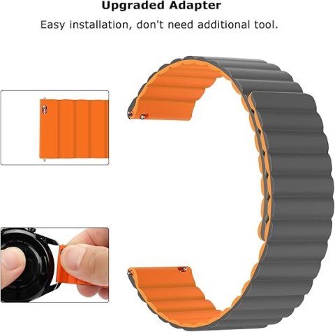 PASEK DO ZEGARKA Samsung Galaxy Watch 45/46/Gear S3 SZARY/POMARAŃCZOWY 22mm PASEK DO ZEGARKA Samsung Galaxy Watch 45/46/Gear S3 SZARY/POMARAŃCZOWY 22mm