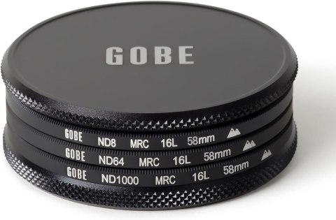 Zestaw filtrów do obiektywu Gobe 58mm ND8/ND64/ND1000 Zestaw filtrów do obiektywu Gobe 58mm ND8/ND64/ND1000