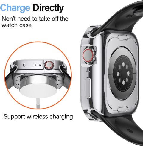 2x ETUI NA ZEGAREK APPLE WATCH 7/8 41mm + 4/5/6/SE 40mm SREBRNE & BEZBARWNE