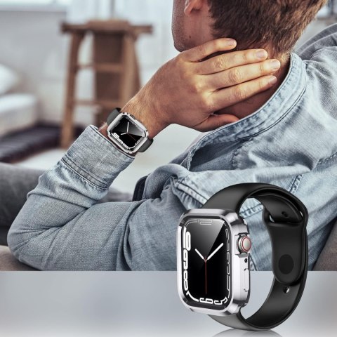 2x ETUI NA ZEGAREK APPLE WATCH 7/8 41mm + 4/5/6/SE 40mm SREBRNE & BEZBARWNE