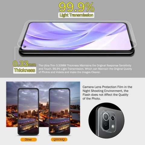 3X SZKŁO HARTOWANE DO XIAOMI MI 11 LITE 4G/5G +3X OCHRONA APARATU 3X SZKŁO HARTOWANE DO XIAOMI MI 11 LITE 4G/5G +3X OCHRONA APARATU