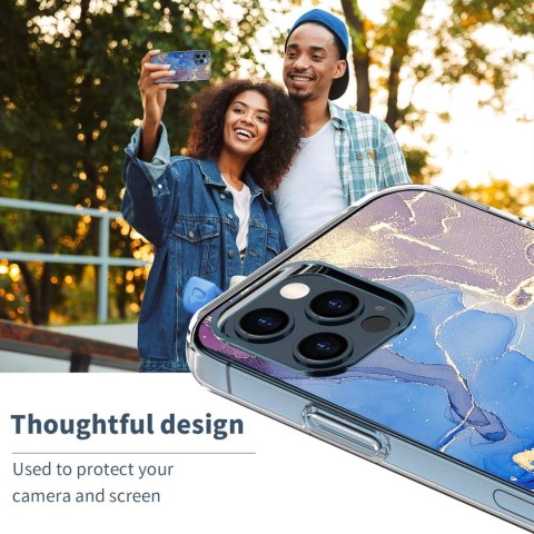 ETUI POKROWIEC APPLE IPHONE 12/12 PRO CASE PLECKI MARMUREK NIEBIESKI A2172