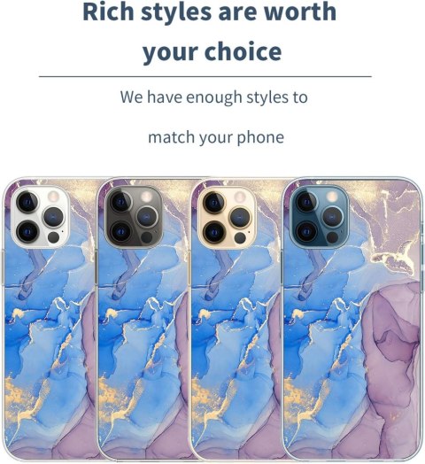 ETUI POKROWIEC APPLE IPHONE 12/12 PRO CASE PLECKI MARMUREK NIEBIESKI A2172