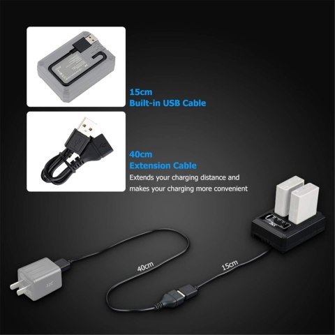 ŁADOWARKA USB DO BATERII PANASONIC DC-S5 G9 GH5S GH5 GH4 GH3 PODWÓJNA ŁADOWARKA USB DO BATERII PANASONIC DC-S5 G9 GH5S GH5 GH4 GH3 PODWÓJNA