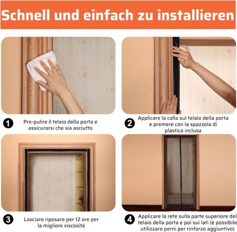 MOSKITIERA NA DRZWI 90x210cm CZARNA ZESTAW NA MAGNES MOSKITIERA NA DRZWI 90x210cm CZARNA ZESTAW NA MAGNES