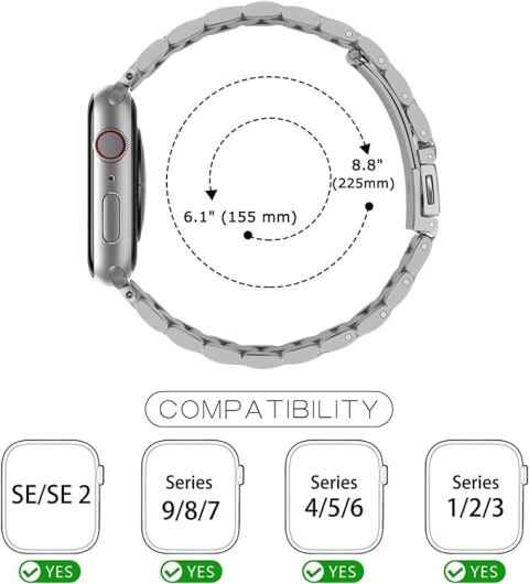 PASEK DO ZEGARKA APPLE WATCH 41/40/38mm SE/9/8/7/6/5/4/3/2/1 SREBRNY +ETUI PASEK DO ZEGARKA APPLE WATCH 41/40/38mm SE/9/8/7/6/5/4/3/2/1 SREBRNY +ETUI