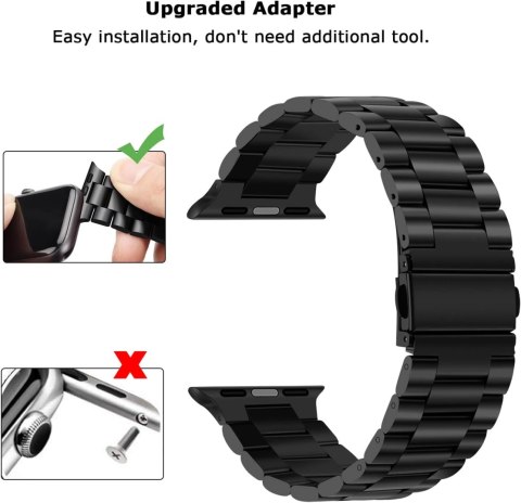 PASEK DO ZEGARKA APPLE WATCH 42/44/45mm SE/9/8/7/6/5/4/3/2/1 CZARNY +ETUI