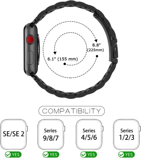 PASEK DO ZEGARKA APPLE WATCH 42/44/45mm SE/9/8/7/6/5/4/3/2/1 CZARNY +ETUI