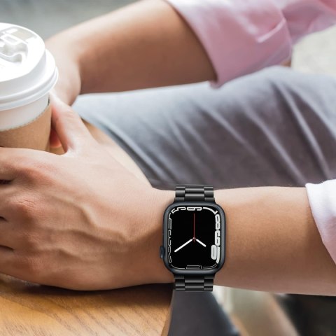 PASEK DO ZEGARKA APPLE WATCH 42/44/45mm SE/9/8/7/6/5/4/3/2/1 CZARNY +ETUI
