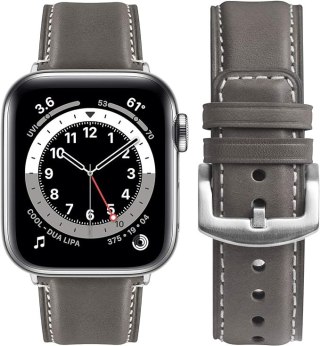PASEK DO ZEGARKA APPLE WATCH SZARY SKÓRZANY 42/44/45mm