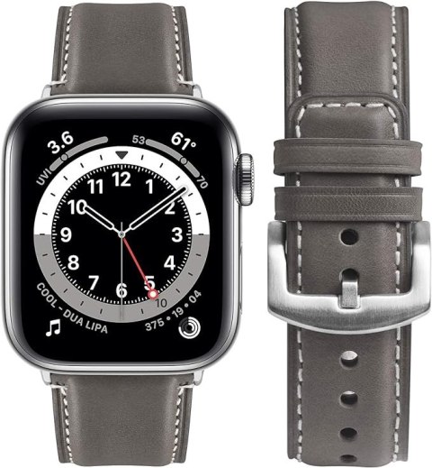 PASEK DO ZEGARKA APPLE WATCH SZARY SKÓRZANY 42/44/45mm PASEK DO ZEGARKA APPLE WATCH SZARY SKÓRZANY 42/44/45mm