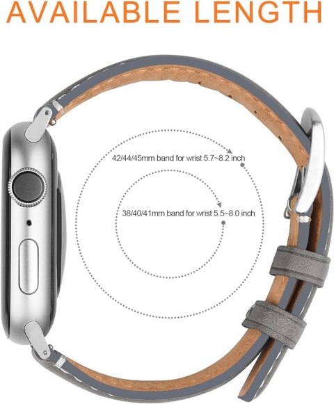 PASEK DO ZEGARKA APPLE WATCH SZARY SKÓRZANY 42/44/45mm PASEK DO ZEGARKA APPLE WATCH SZARY SKÓRZANY 42/44/45mm