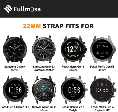 PASEK DO ZEGARKA SMARTWATCH CZARNY SILIKONOWY 22mm