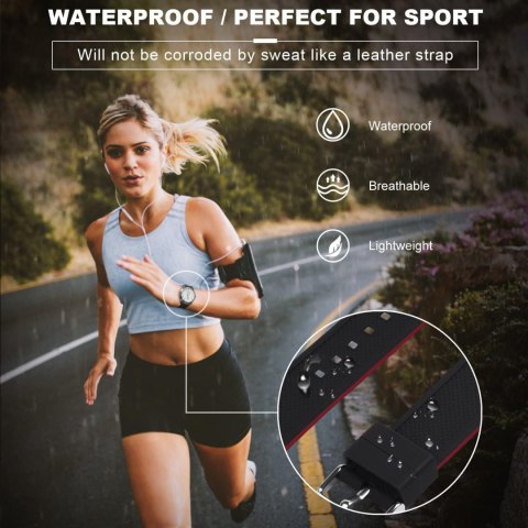PASEK DO ZEGARKA SMARTWATCH CZARNY/CZERWONY SILIKONOWY 22mm PASEK DO ZEGARKA SMARTWATCH CZARNY/CZERWONY SILIKONOWY 22mm
