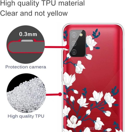 ETUI SAMSUNG GALAXY A02s PRZEZROCZYSTE SILIKONOWE BIAŁE KWIATY ETUI SAMSUNG GALAXY A02s PRZEZROCZYSTE SILIKONOWE BIAŁE KWIATY