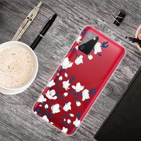 ETUI SAMSUNG GALAXY A02s PRZEZROCZYSTE SILIKONOWE BIAŁE KWIATY ETUI SAMSUNG GALAXY A02s PRZEZROCZYSTE SILIKONOWE BIAŁE KWIATY