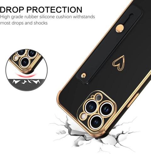 ETUI SILIKONOWE APPLE IPHONE 14 PRO MAX CASE CZARNY ZŁOTY Z UCHWYTEM ETUI SILIKONOWE APPLE IPHONE 14 PRO MAX CASE CZARNY ZŁOTY Z UCHWYTEM