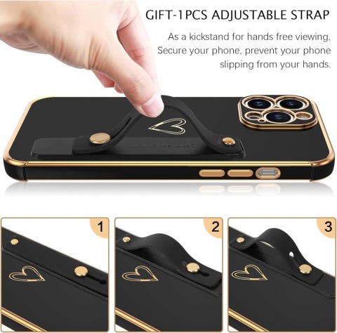 ETUI SILIKONOWE APPLE IPHONE 14 PRO MAX CASE CZARNY ZŁOTY Z UCHWYTEM ETUI SILIKONOWE APPLE IPHONE 14 PRO MAX CASE CZARNY ZŁOTY Z UCHWYTEM