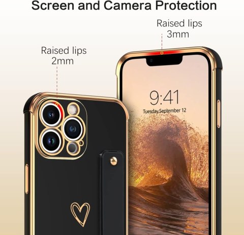 ETUI SILIKONOWE APPLE IPHONE 14 PRO MAX CASE CZARNY ZŁOTY Z UCHWYTEM ETUI SILIKONOWE APPLE IPHONE 14 PRO MAX CASE CZARNY ZŁOTY Z UCHWYTEM