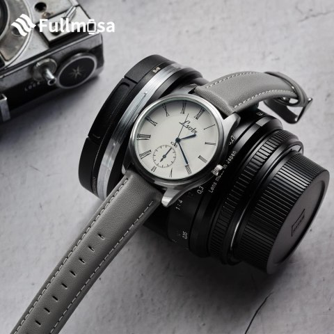 PASEK SKÓRZANY DO ZEGARKA SMARTWATCH SZARY UNIWERSALNY 18MM FULLMOSA