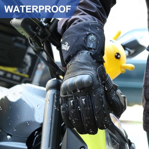 RĘKAWICE MOTOCYKLOWE PODGRZEWANE SKÓRZANE DOTYKOWE CZARNE S BARCHI RĘKAWICE MOTOCYKLOWE PODGRZEWANE SKÓRZANE DOTYKOWE CZARNE S BARCHI