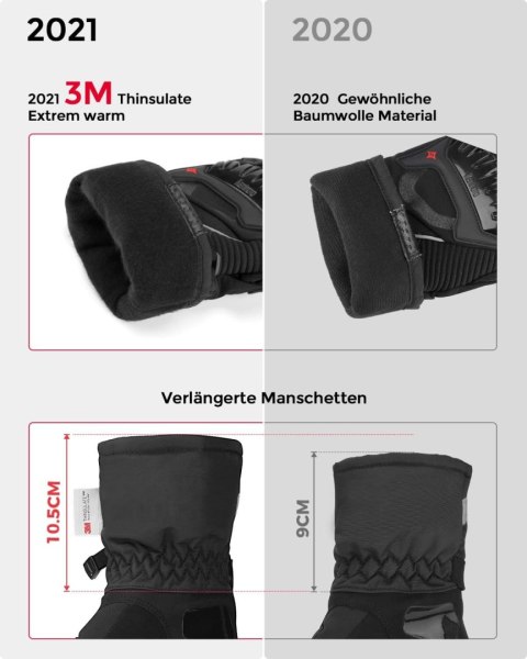 RĘKAWICE ZIMOWE XL CZARNE UNISEX MOTOCYKLOWE DOTYKOWE WODOODPORNE RĘKAWICE ZIMOWE XL CZARNE UNISEX MOTOCYKLOWE DOTYKOWE WODOODPORNE