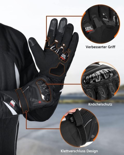 RĘKAWICE ZIMOWE XL CZARNE UNISEX MOTOCYKLOWE DOTYKOWE WODOODPORNE RĘKAWICE ZIMOWE XL CZARNE UNISEX MOTOCYKLOWE DOTYKOWE WODOODPORNE