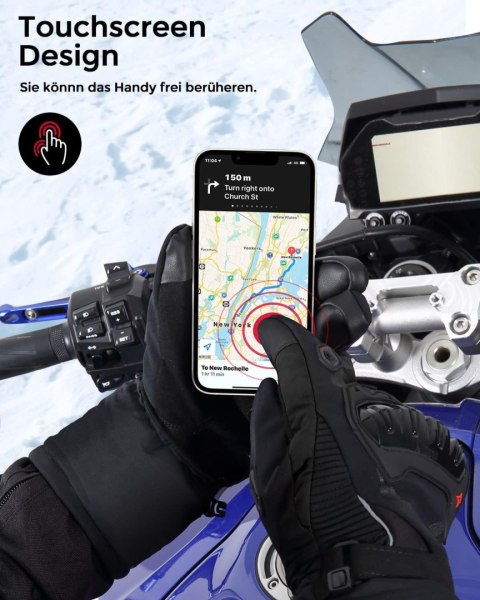 RĘKAWICE ZIMOWE XL CZARNE UNISEX MOTOCYKLOWE DOTYKOWE WODOODPORNE RĘKAWICE ZIMOWE XL CZARNE UNISEX MOTOCYKLOWE DOTYKOWE WODOODPORNE