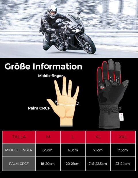 RĘKAWICE ZIMOWE XL CZARNE UNISEX MOTOCYKLOWE DOTYKOWE WODOODPORNE RĘKAWICE ZIMOWE XL CZARNE UNISEX MOTOCYKLOWE DOTYKOWE WODOODPORNE