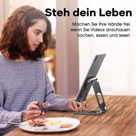STOJAK UCHWYT NA TABLET SMARTFON iPad SAMSUNG TAB REGULOWANY SKŁADANY SZARY