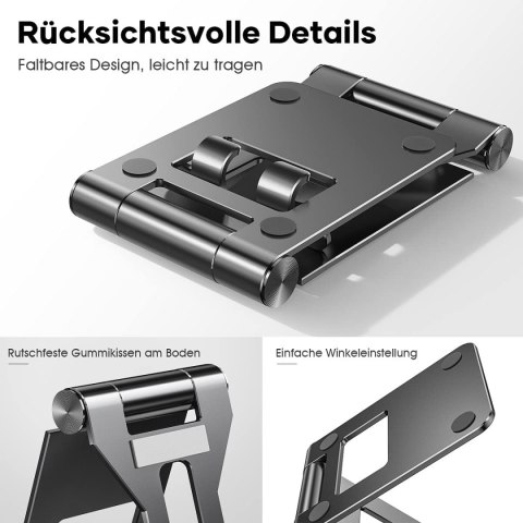 STOJAK UCHWYT NA TABLET SMARTFON iPad SAMSUNG TAB REGULOWANY SKŁADANY SZARY