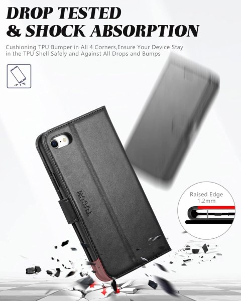 ZAMYKANE ETUI DO IPHONE SE 2022 / IPHONE 7 / 8 Z KLAPKĄ CZARNE EKOSKÓRA ZAMYKANE ETUI DO IPHONE SE 2022 / IPHONE 7 / 8 Z KLAPKĄ CZARNE EKOSKÓRA