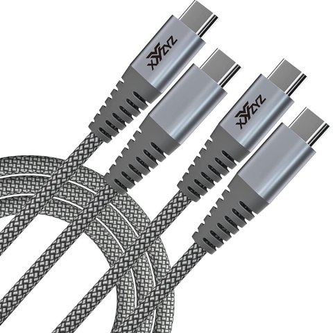 2x KABEL USB C NA USB C DO SZYBKIEGO ŁADOWANIA SZARY 60W 20V 3A 2M 2x KABEL USB C NA USB C DO SZYBKIEGO ŁADOWANIA SZARY 60W 20V 3A 2M