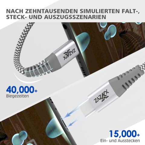 2x KABEL USB C NA USB C DO SZYBKIEGO ŁADOWANIA SZARY 60W 20V 3A 2M 2x KABEL USB C NA USB C DO SZYBKIEGO ŁADOWANIA SZARY 60W 20V 3A 2M