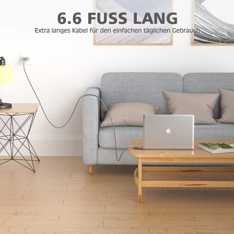 2x KABEL USB C NA USB C DO SZYBKIEGO ŁADOWANIA SZARY 60W 20V 3A 2M 2x KABEL USB C NA USB C DO SZYBKIEGO ŁADOWANIA SZARY 60W 20V 3A 2M