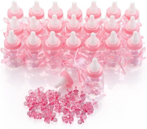 24x BUTELECZKI NA CUKIERKI DO KARMIENIA NA BABY SHOWER RÓŻOWE 24x BUTELECZKI NA CUKIERKI DO KARMIENIA NA BABY SHOWER RÓŻOWE