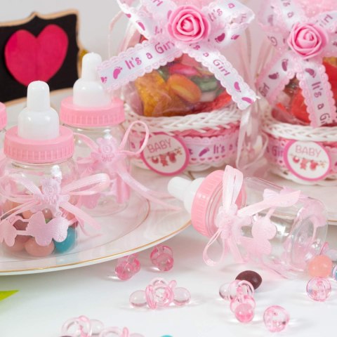 24x BUTELECZKI NA CUKIERKI DO KARMIENIA NA BABY SHOWER RÓŻOWE 24x BUTELECZKI NA CUKIERKI DO KARMIENIA NA BABY SHOWER RÓŻOWE