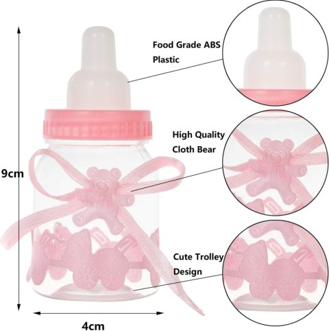 24x BUTELECZKI NA CUKIERKI DO KARMIENIA NA BABY SHOWER RÓŻOWE 24x BUTELECZKI NA CUKIERKI DO KARMIENIA NA BABY SHOWER RÓŻOWE