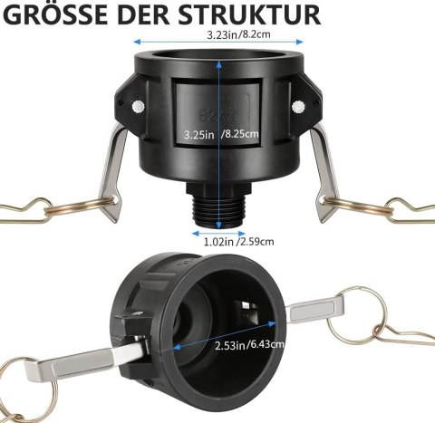 ADAPTER SPUSTOWY 2"ZŁĄCZE CAMLOCK GWINT WĘŻA 3/4" DO IBC ZBIORNIKA B2x3/4 ADAPTER SPUSTOWY 2"ZŁĄCZE CAMLOCK GWINT WĘŻA 3/4" DO IBC ZBIORNIKA B2x3/4