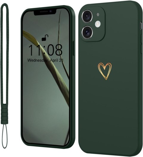 ETUI DO APPLE IPHONE 12 CASE PLECKI BUTELKOWA ZIELEŃ ZŁOTE SERDUSZKO ETUI DO APPLE IPHONE 12 CASE PLECKI BUTELKOWA ZIELEŃ ZŁOTE SERDUSZKO