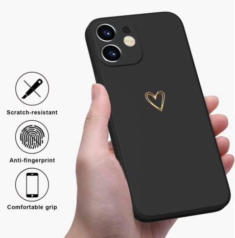 ETUI DO APPLE IPHONE 12 CASE PLECKI CZARNE ZŁOTE SERDUSZKO + SMYCZ ETUI DO APPLE IPHONE 12 CASE PLECKI CZARNE ZŁOTE SERDUSZKO + SMYCZ
